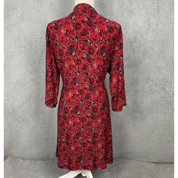 Rene Rofe Womens Robe Tie Waist sz Large Roses Bloomcore Super Soft Lightweight - Picture 5 of 13